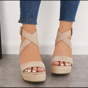 Cute wedge suede wedge heel sandal